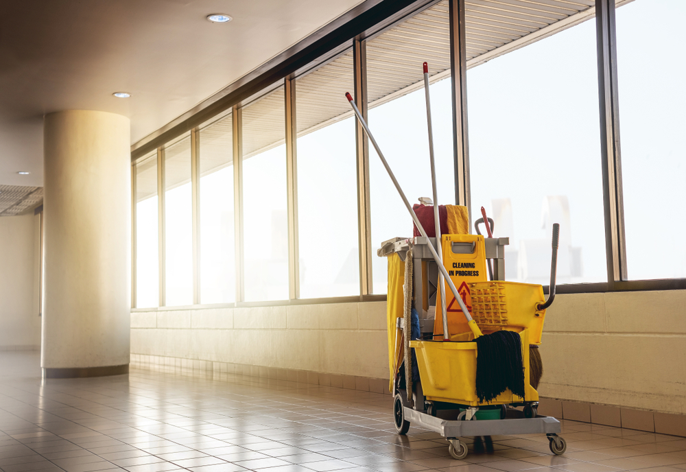Janitorial cleaning equipment cart